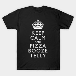 Keep Calm and Pizza Booze Telly T-Shirt